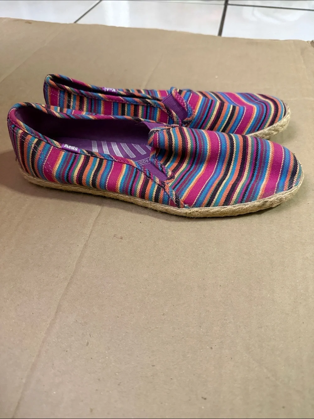 Keds Multicolor Striped Slip-On Espadrilles - Pink Dominant